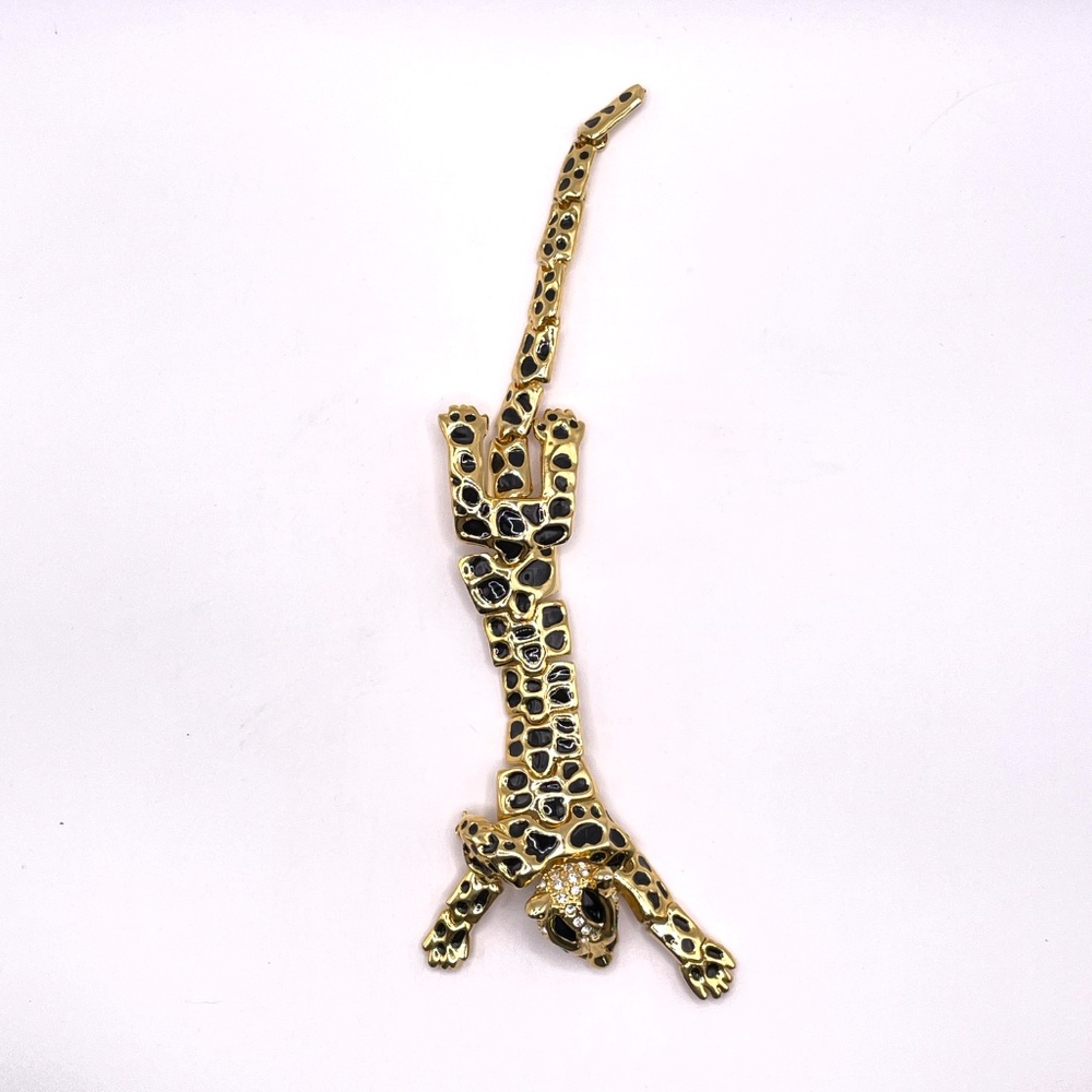Vintage Leopard Shoulder Brooch 7 1/2" Articulating